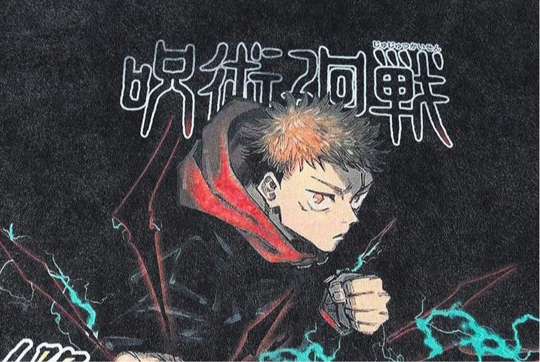 Anime - Streetwear - "BLACK FLASH" - Jujutsu Kaisen Yuji Anime - Oversized Vintage / Acid Washed T-shirt - Alpha Weebs