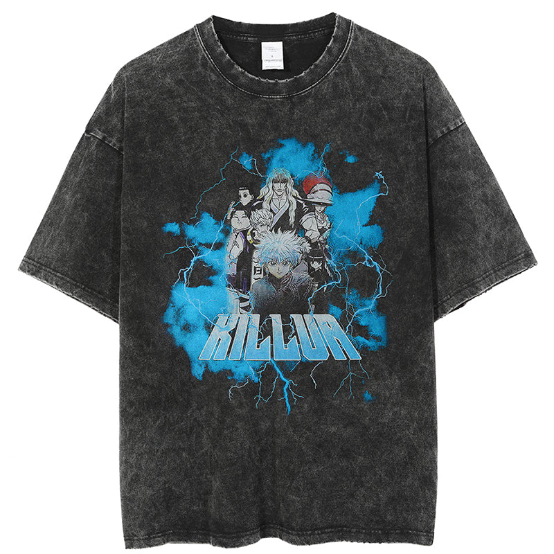 Anime - Streetwear - "ZOLDYCKS" - Hunter x Hunter Oversized Anime Vintage / Acid Washed T-Shirt - Alpha Weebs