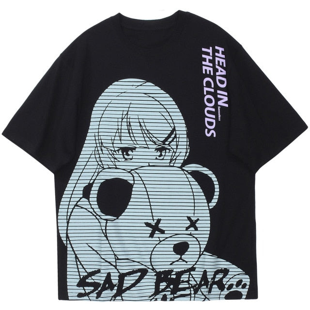 Anime - Streetwear - "HEAD IN THE CLOUDS" - Anime Oversized T-shirt | 2 Colors - Alpha Weebs