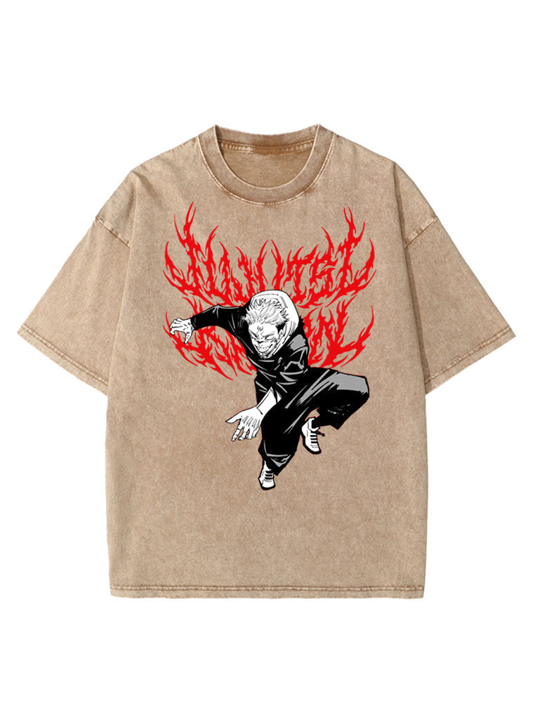Anime - Streetwear - "THE FALLEN" - Ryomen Sukuna - Jujutsu Kaisen Anime Vintage \ Acid Washed T-Shirt - Alpha Weebs