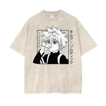 "FREED SPIRIT" - Hunter X Hunter Killua Zoldyck Anime Vintage Washed Oversized T-Shirt