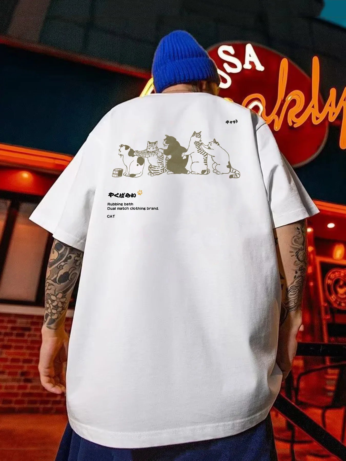 "CHIBI CAT" - Japanese Streetwear Anime Oversized T-Shirt