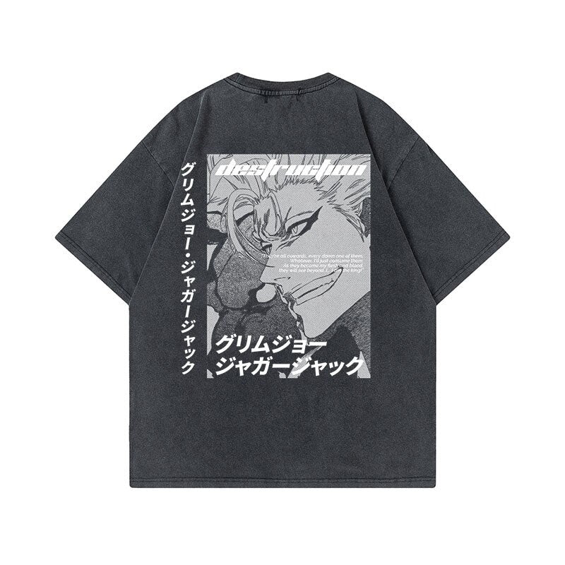 "KUROSAKI ICHIGO" -  Bleach Anime Oversized Vintage Washed T-Shirts