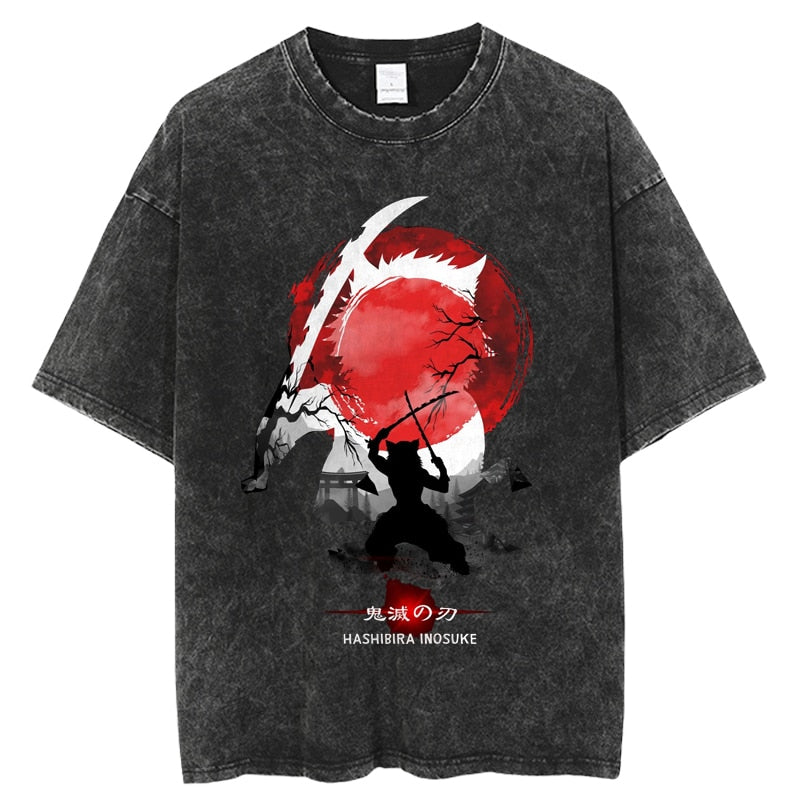 "MOUNTAIN BOAR" - Demon Slayer Anime Inosuke Vintage Washed Oversized T-Shirts