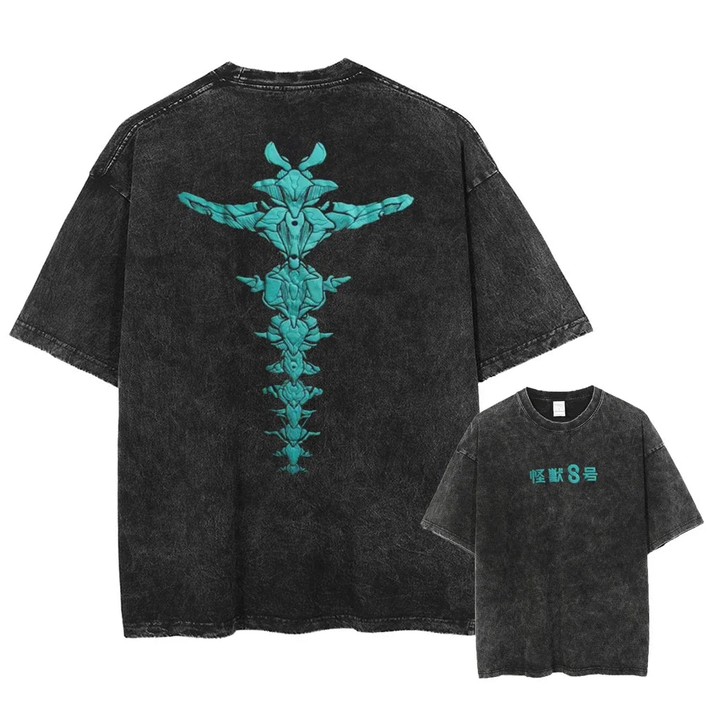 "TACTICAL" - Kaf-Hib - Monster #8 Anime Vintage \ Acid Washed  Oversized T-Shirt | 2 Options