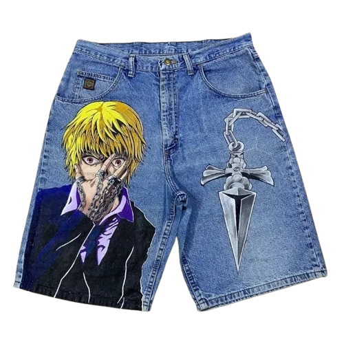 "EMPEROR" -  Kurapika - HxH Anime Denim Shorts