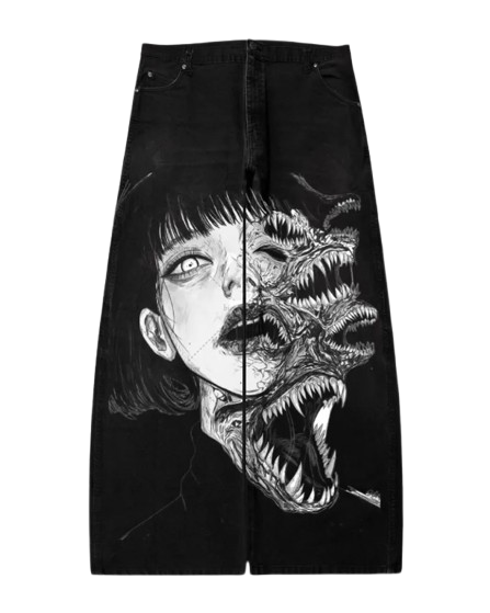"BODY HORROR" - Japanese Streetwear Anime Jeans | 5 Options