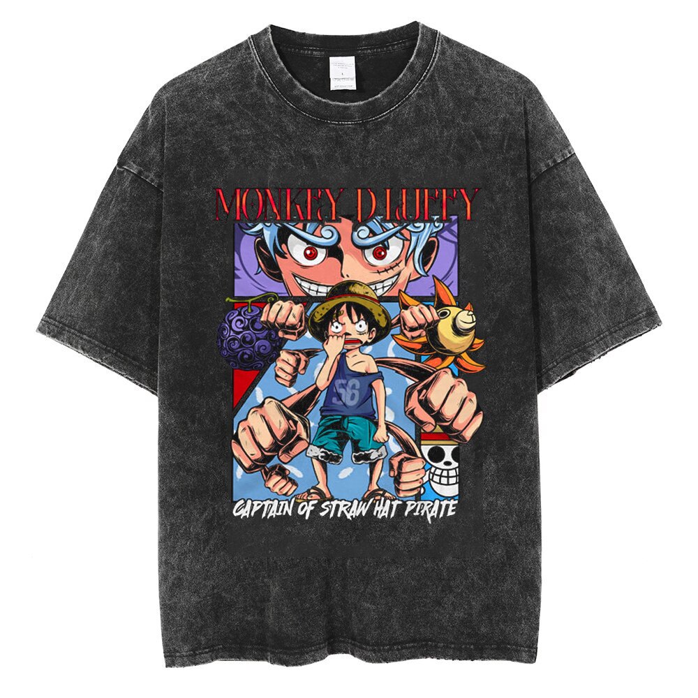 "HOW FAR WE'VE COME" - One Piece- GEAR 5 - Anime Monkey D. Luffy Vintage Washed Oversized T-Shirts