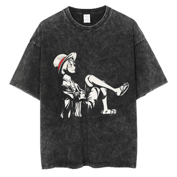 "DREAMING" - Monkey D. Luffy - One Piece Anime Vintage Washed Oversized T-Shirts