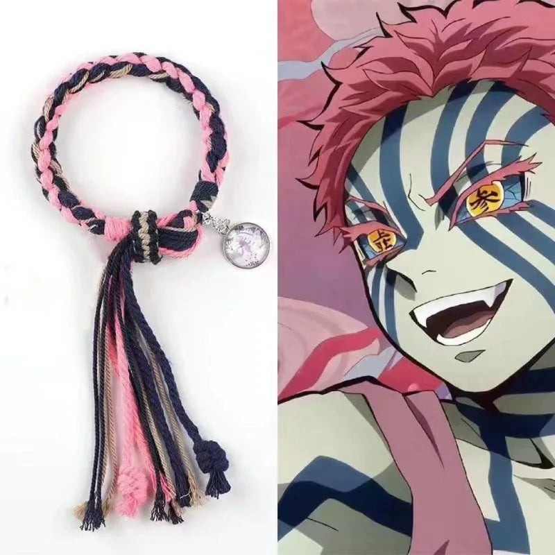 Demon Slayer Reincarnation Bracelet Fashion Adjustable Braided Couple Bracelet Creative Anime Jewelry Sets for Women Men Gifts