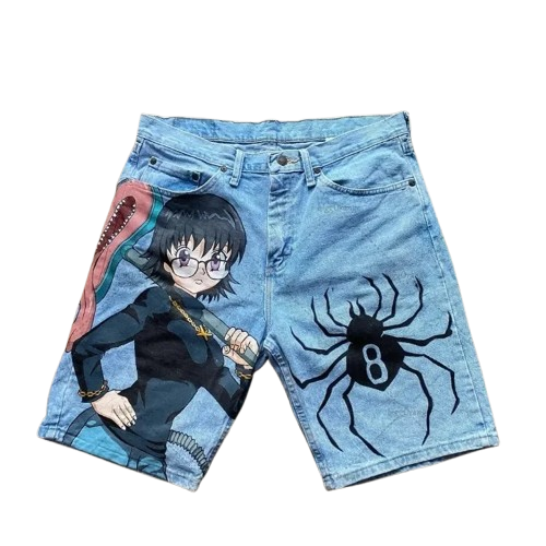 "THE SPIDER'S" -  Shizu-Mura - HxH Anime Denim Shorts