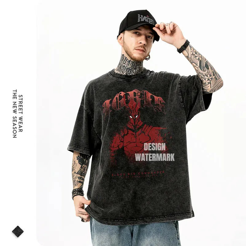 Anime - Streetwear - "DISTRESSED IGRIS" - Igris - Solo Leveling Anime Vintage / Acid washed T-Shirt - Alpha Weebs