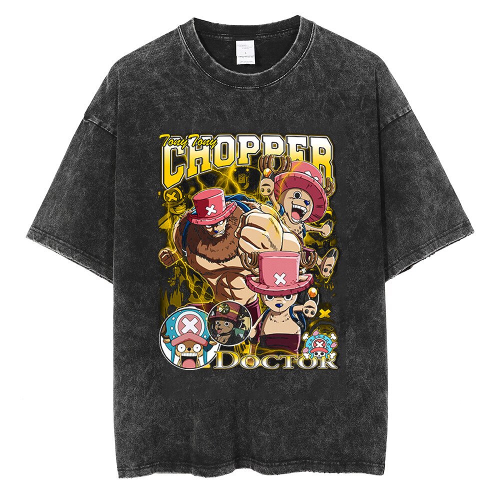 "TONY TONY CHOPPER" - One Piece Anime Vintage Washed Oversized T-Shirts
