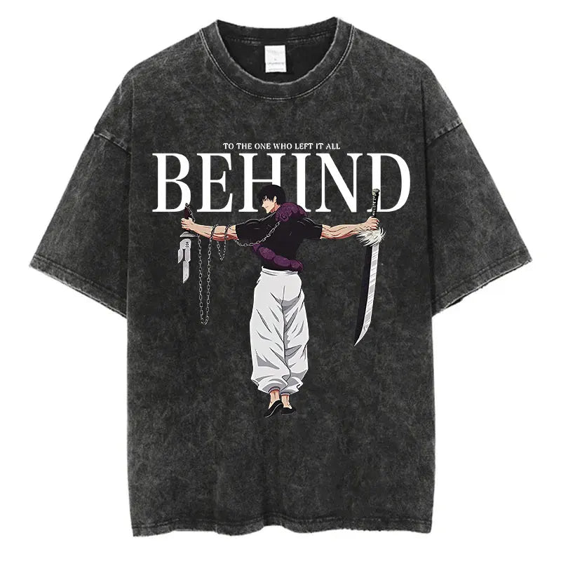 "BEHIND" - Toji-Fus - JJK Anime Vinatge \ Acid Washed Oveersized T-Shirt