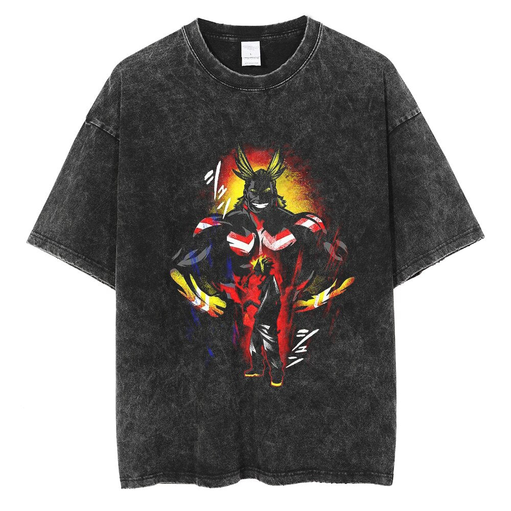 "OG HERO" - My Hero Academia Anime All Might Vintage Washed Oversized T-Shirts