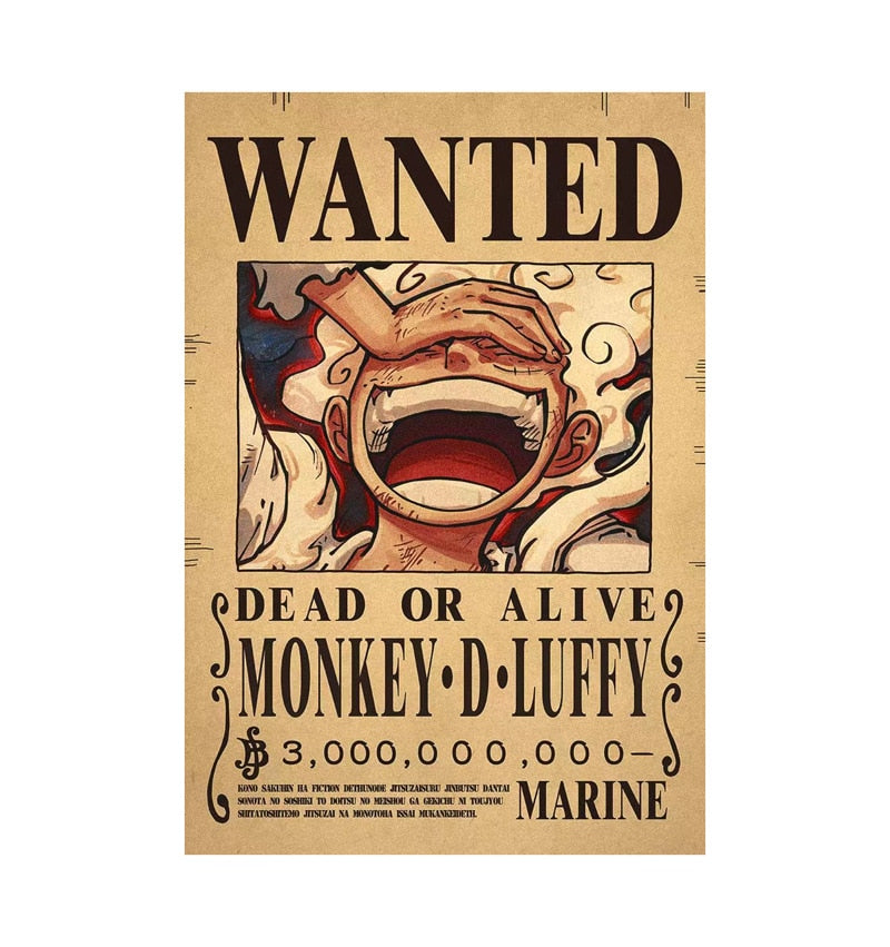 "WANTED" - GEAR 5 - Monkey D. Luffy - One Piece Anime Warrant Posters