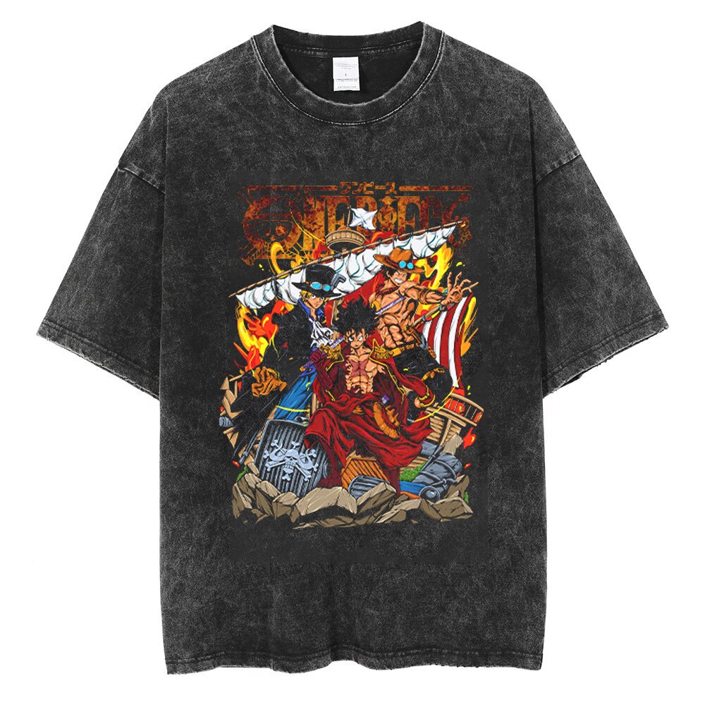 MONKEY D. LUFFY - One Piece Anime Vintage Washed Oversized T-Shirts