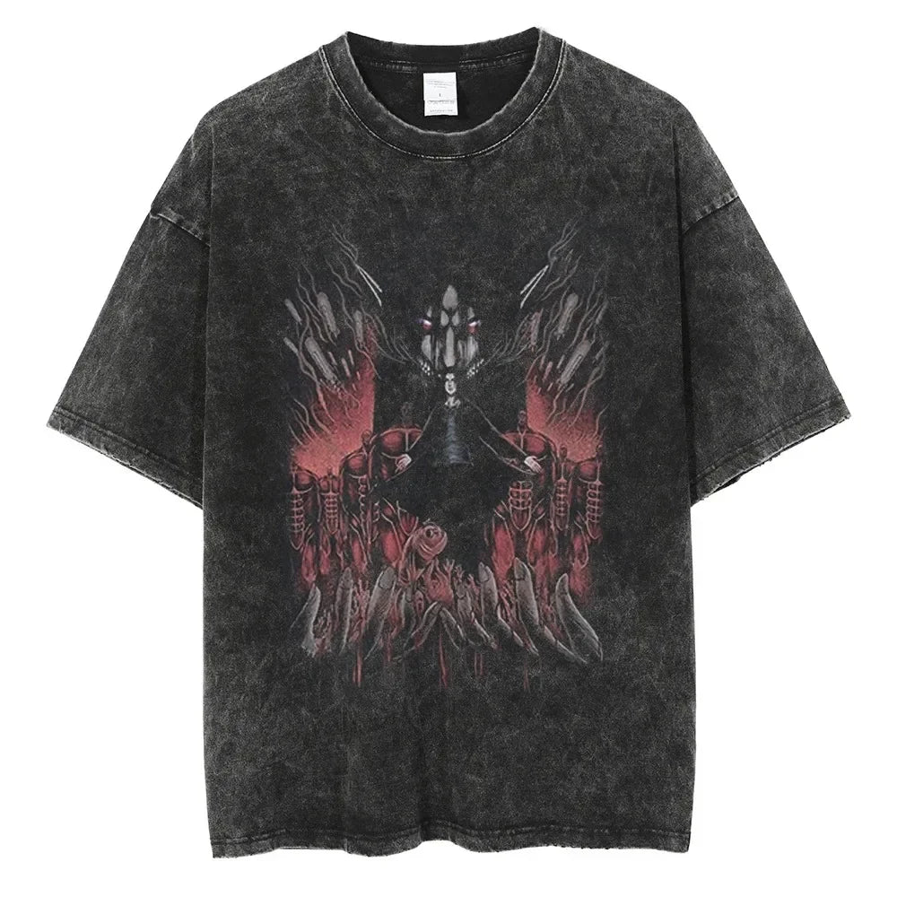 "GOD HAND" - Ere-Yea - AOT Anime Vintage \ Acid Washed Oversized T-Shirt