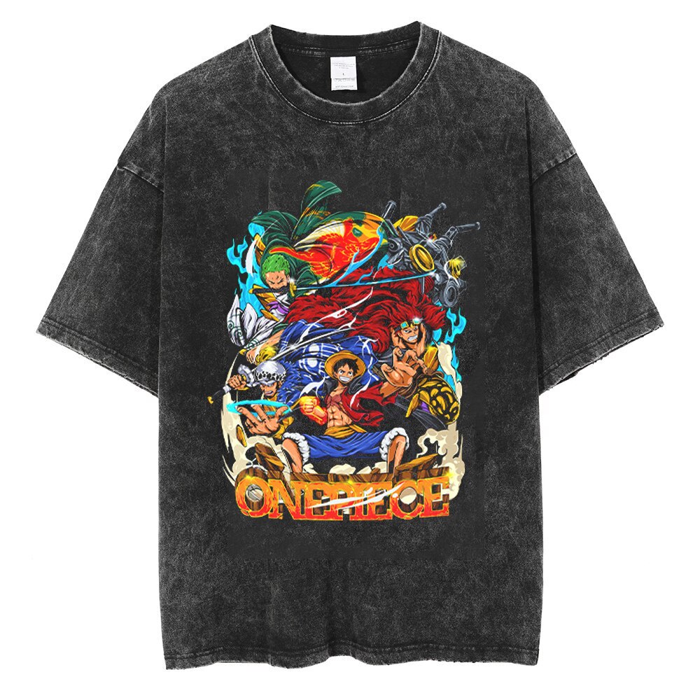 "ROYAL SQUAD" - One Piece Anime Vintage Washed Oversized T-Shirts