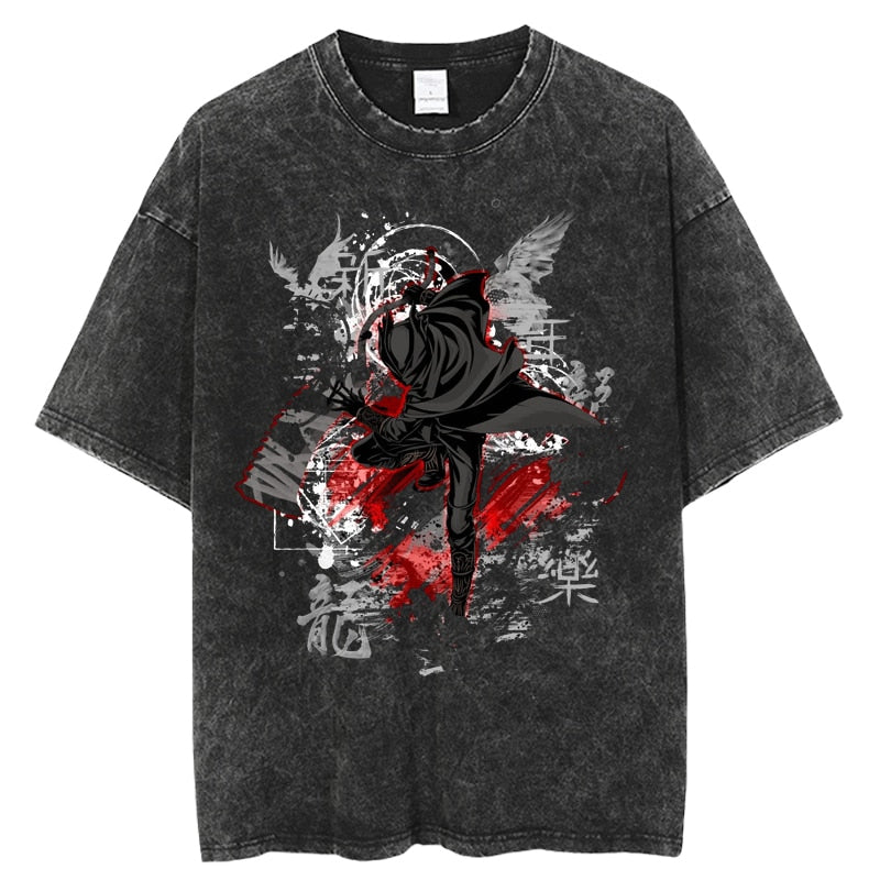 "DARK ZENITSU" - Demon Slayer Anime Agatsuma Vintage Washed Oversized T-Shirts