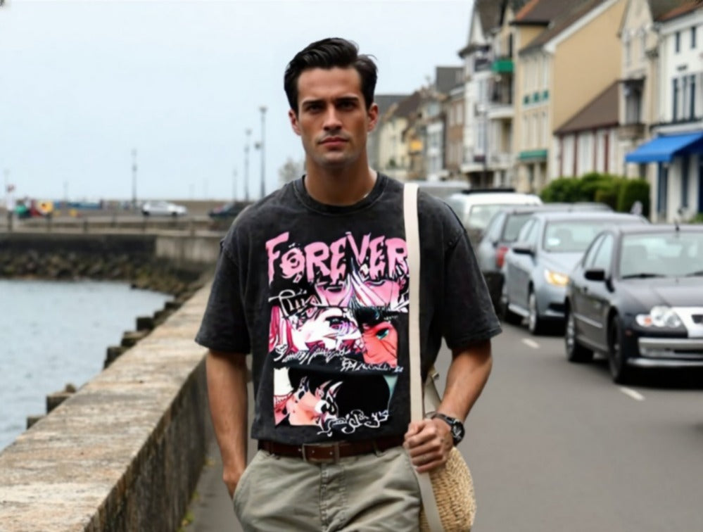 "FOREVER" - Usa-Ino - Sailor Moon Anime Vinatge \ Acid Washed Oversized T-Shirt