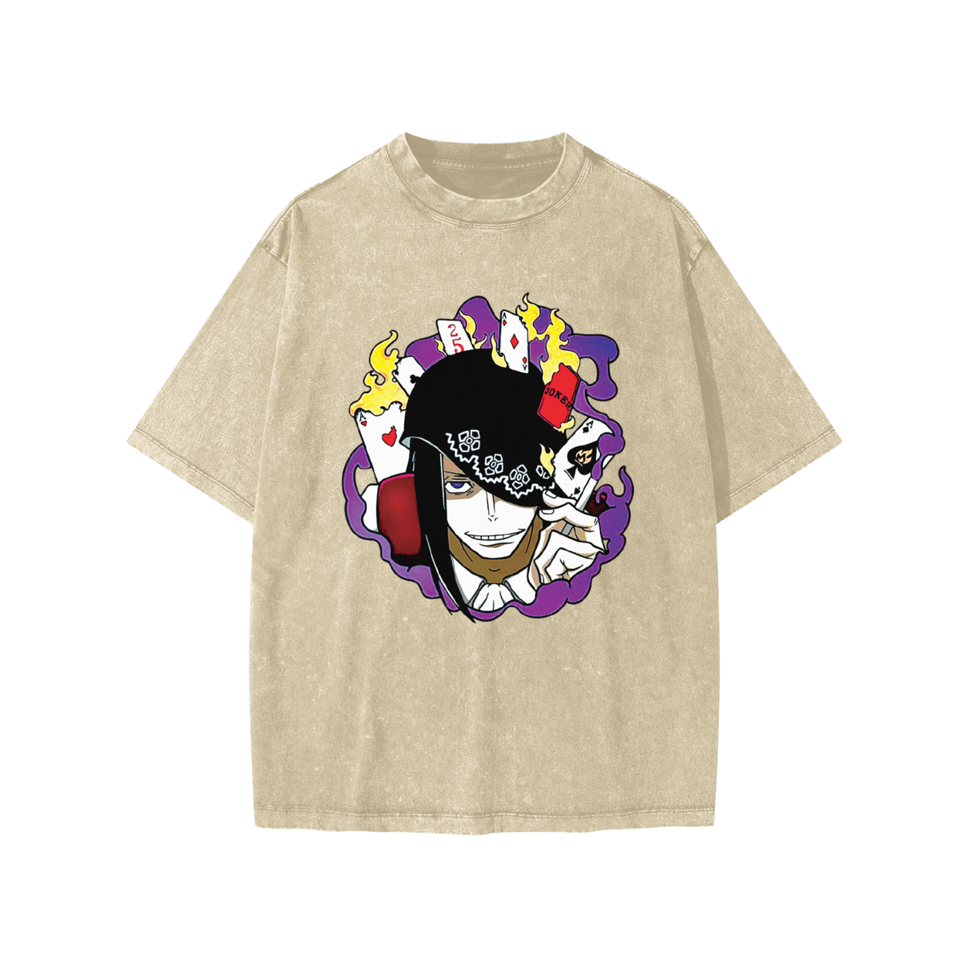 "HnX" - Hisoka Morow -   Hunter x Hunter Anime Vintage Washed Oversized T-Shirts | 2 Option