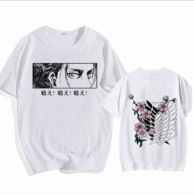 Anime - Streetwear - "FIGHTER'S EYES" - Eren Yeager - AOT Anime T-shirt - Alpha Weebs