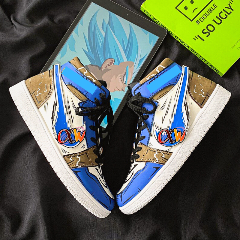 Anime - Streetwear - "AIR SAIYAN PRINCE 1" - Vegeta (High Tops) Anime Sneakers - DBZ Anime - Alpha Weebs