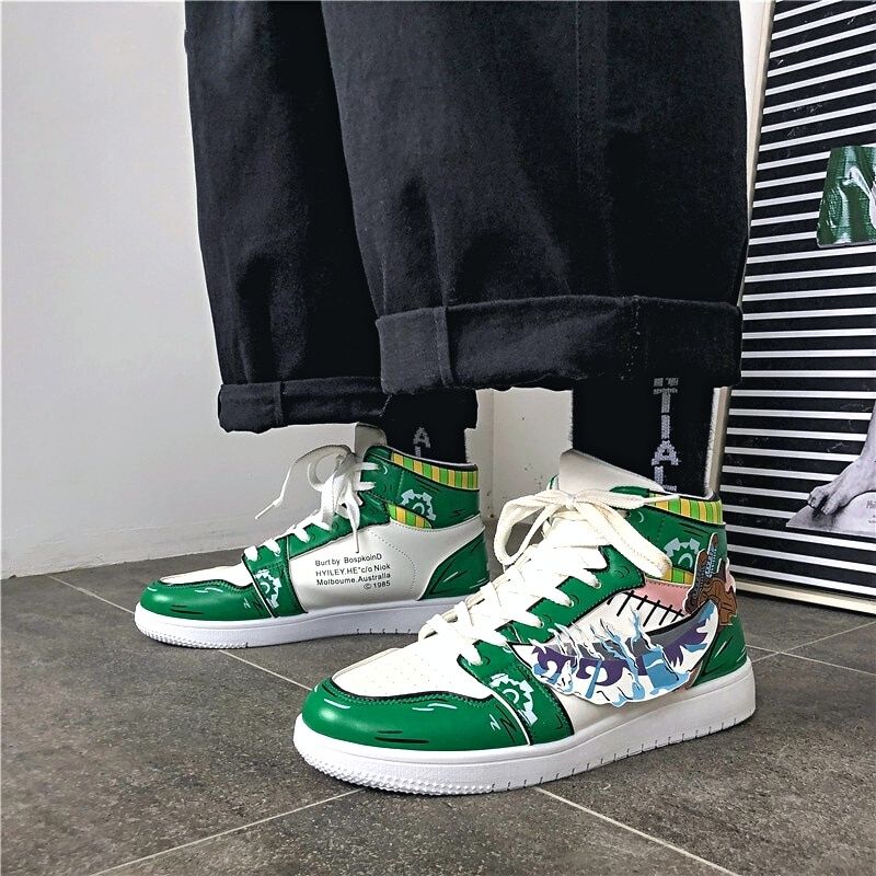 Anime - Streetwear - "AIR ZORO 1" - Wano (High Top) - One Piece Anime Sneakers - Alpha Weebs