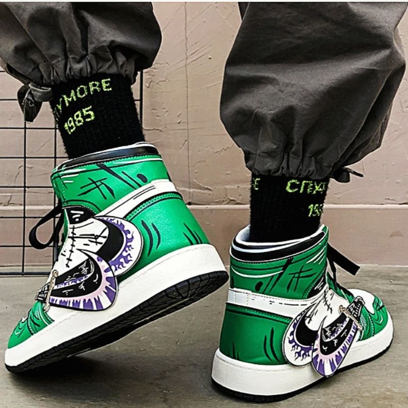 Anime - Streetwear - "AIR ZORO 1" - Classic (High Top) - One Piece Anime Sneakers - Alpha Weebs