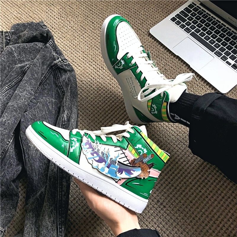 Anime - Streetwear - "AIR ZORO 1" - Wano (High Top) - One Piece Anime Sneakers - Alpha Weebs