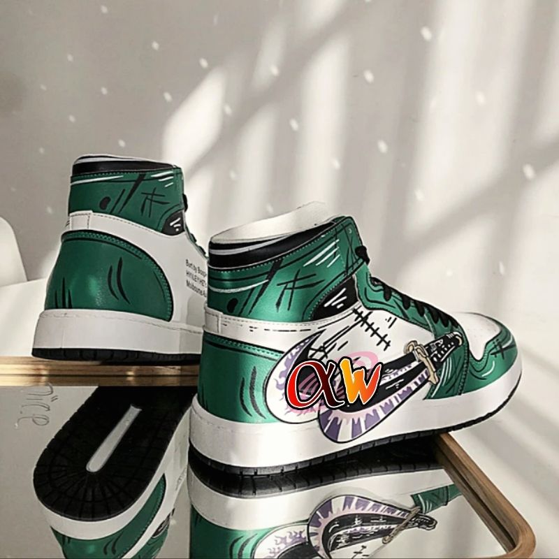 Anime - Streetwear - "AIR ZORO 1" - Classic (High Top) - One Piece Anime Sneakers - Alpha Weebs