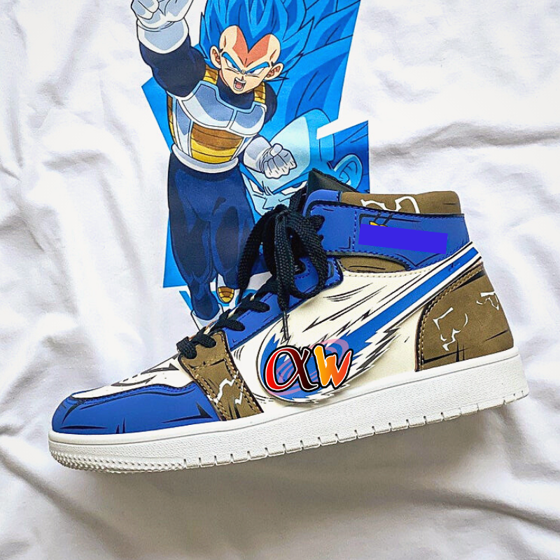 Anime - Streetwear - "AIR SAIYAN PRINCE 1" - Vegeta (High Tops) Anime Sneakers - DBZ Anime - Alpha Weebs