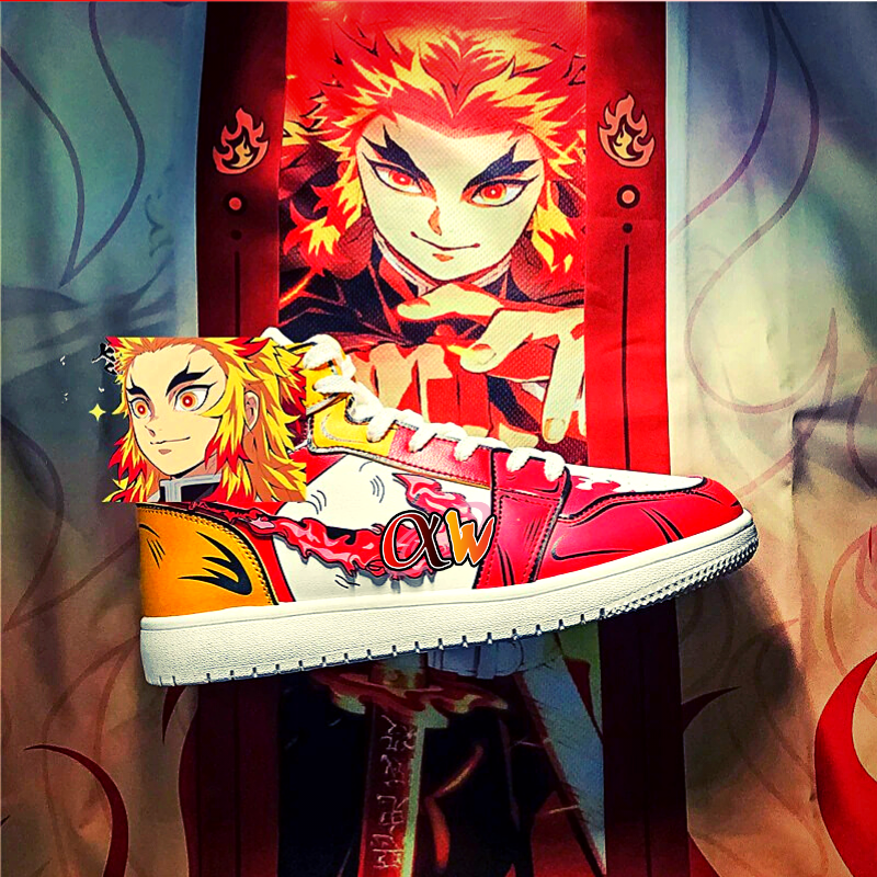 Anime - Streetwear - "AIR RENGOKU 1" - (High Top) - Demon Slayer Anime Sneakers - Alpha Weebs