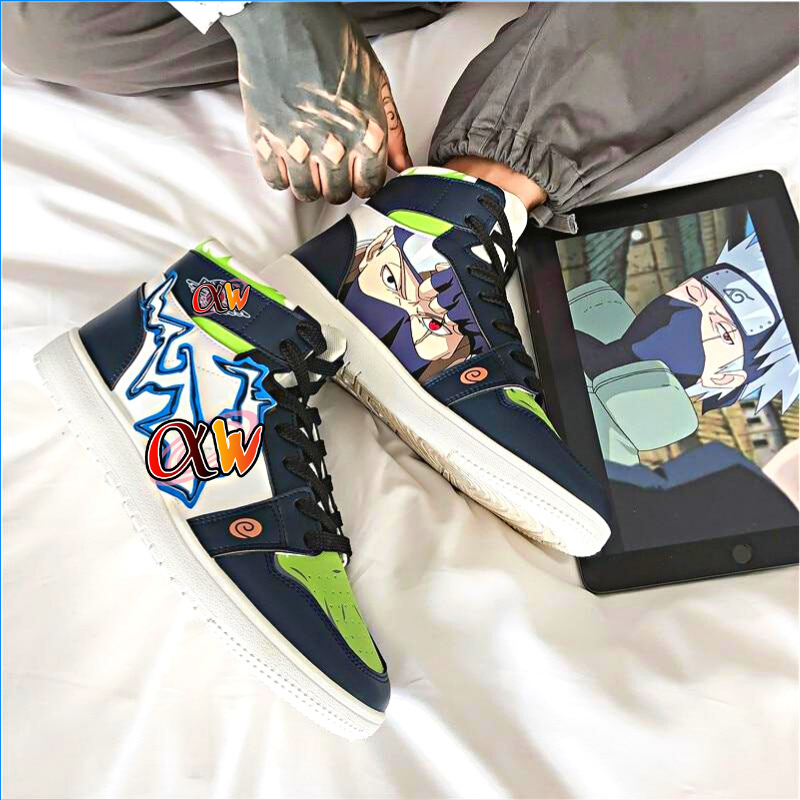 Anime - Streetwear - "AIR CHIDORI 1" - (High Top) - Kakashi - Naruto Anime Sneakers - Alpha Weebs