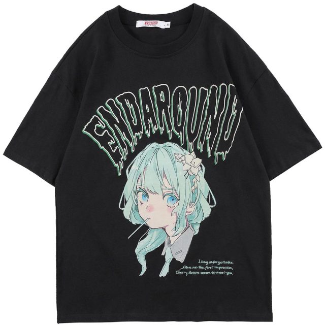 Anime - Streetwear - "ENDAROUND" Anime Girl T-Shirt | 3 Colors - Alpha Weebs