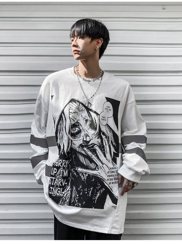 Anime - Streetwear - "HUMAN GHOST" - Takizawa Tokyo Ghoul Anime Oversized Sweat shirt | 2 Colors - Alpha Weebs