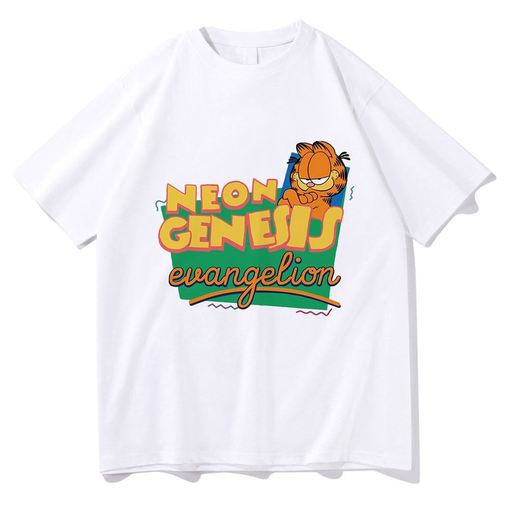 Anime - Streetwear - "MEWON GENESIS" - Anime Neon Genesis X Garfield T-Shirt | 4 Colours - Alpha Weebs