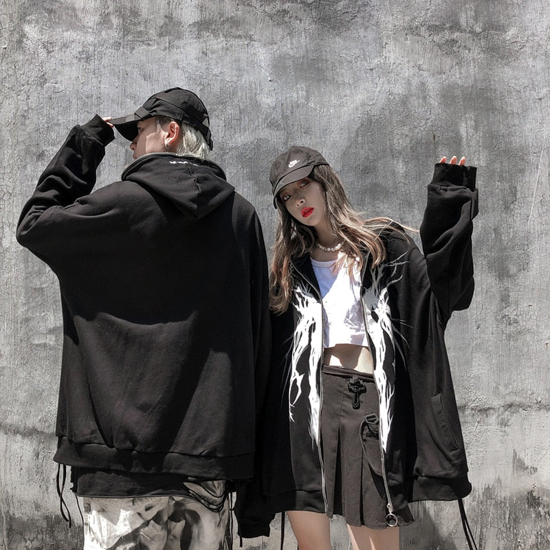 Anime - Streetwear - "BORED SHINIGAMI 2" - Death Note Ryuk Anime Full Zip Up Hoodie - Alpha Weebs