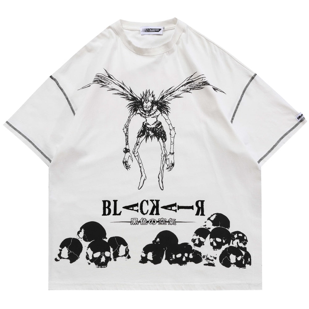 Anime - Streetwear - "BORED SHINAGAMI" - Death Note Anime Ryuk Oversized Vintage Style T-Shirts | 2 Colors - Alpha Weebs