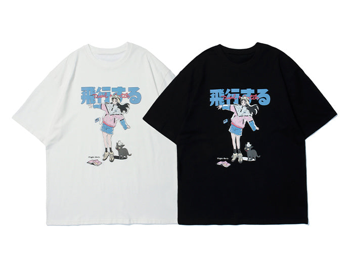 Anime - Streetwear - "NEKO-CHAN" - Anime T-Shirt | 2 Colors - Alpha Weebs