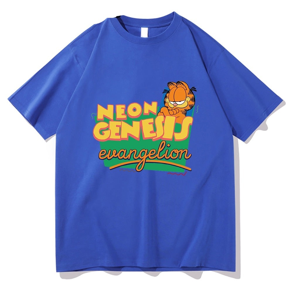 Anime - Streetwear - "MEWON GENESIS" - Anime Neon Genesis X Garfield T-Shirt | 4 Colours - Alpha Weebs