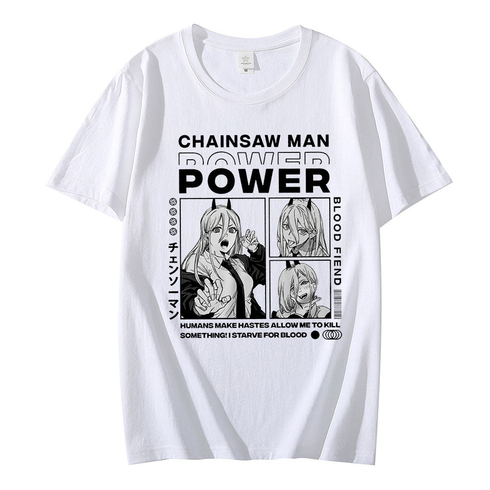 Anime - Streetwear - "Power" Chainsaw Man Anime Oversized T-Shirts | 2 Colors - Alpha Weebs