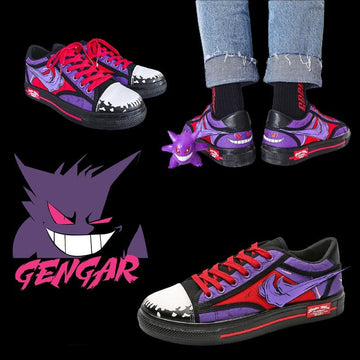 Anime - Streetwear - "AIR GENGAR 1" - (Low Tops) - Pokemon Anime Sneakers - Alpha Weebs