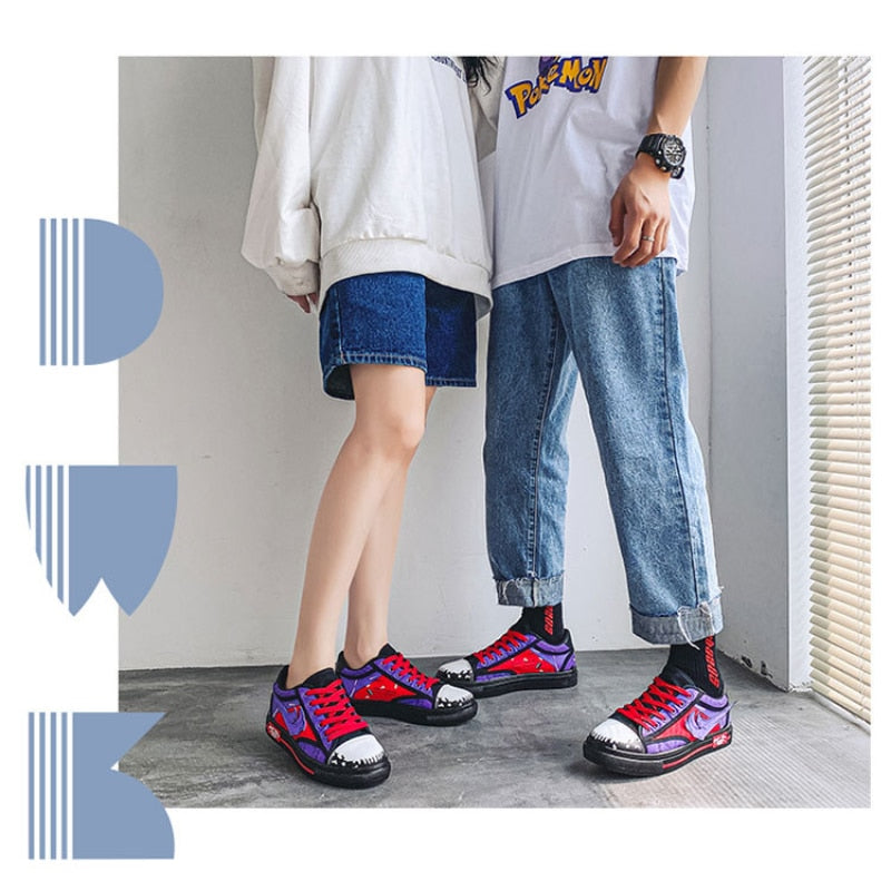 Anime - Streetwear - "AIR GENGAR 1" - (Low Tops) - Pokemon Anime Sneakers - Alpha Weebs