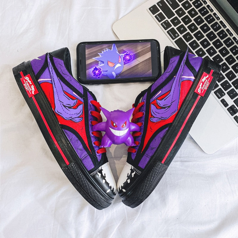 Anime - Streetwear - "AIR GENGAR 1" - (Low Tops) - Pokemon Anime Sneakers - Alpha Weebs