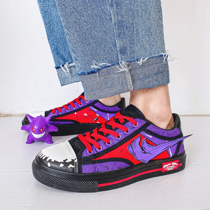 Anime - Streetwear - "AIR GENGAR 1" - (Low Tops) - Pokemon Anime Sneakers - Alpha Weebs