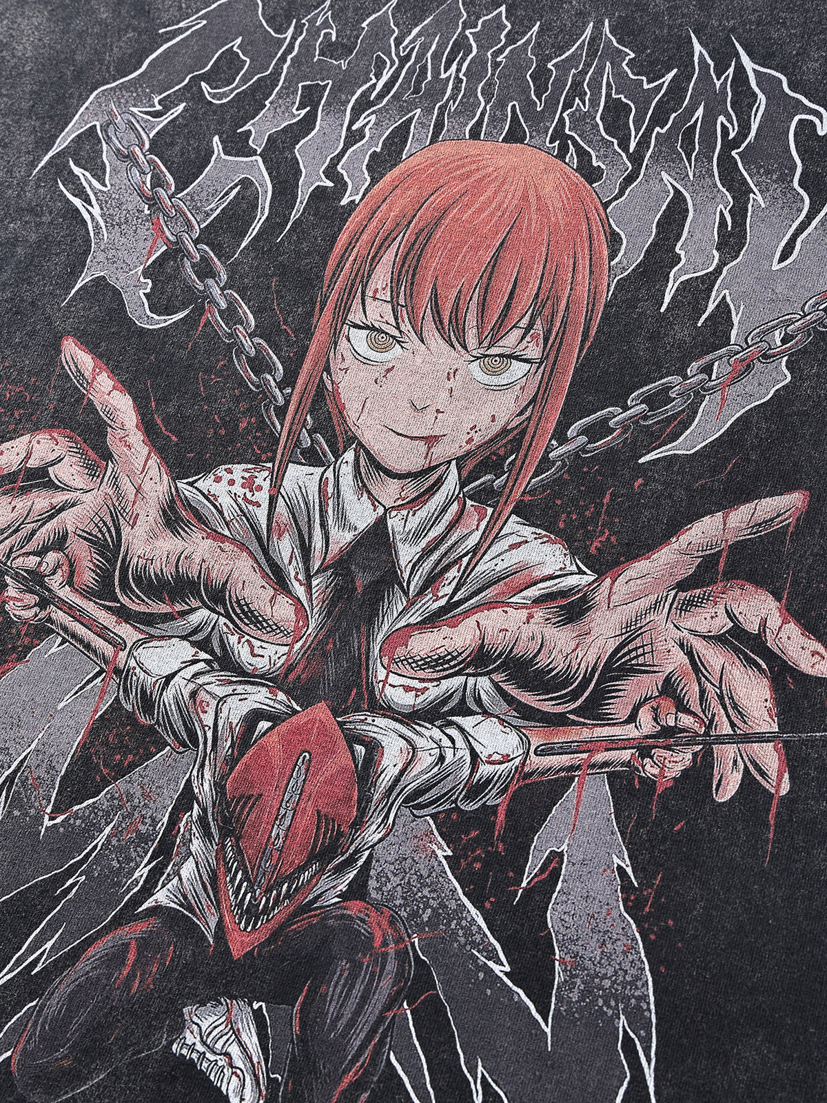 Anime - Streetwear - Makima Vintage Washed Chainsaw Man Anime Oversized T-Shirt - Alpha Weebs