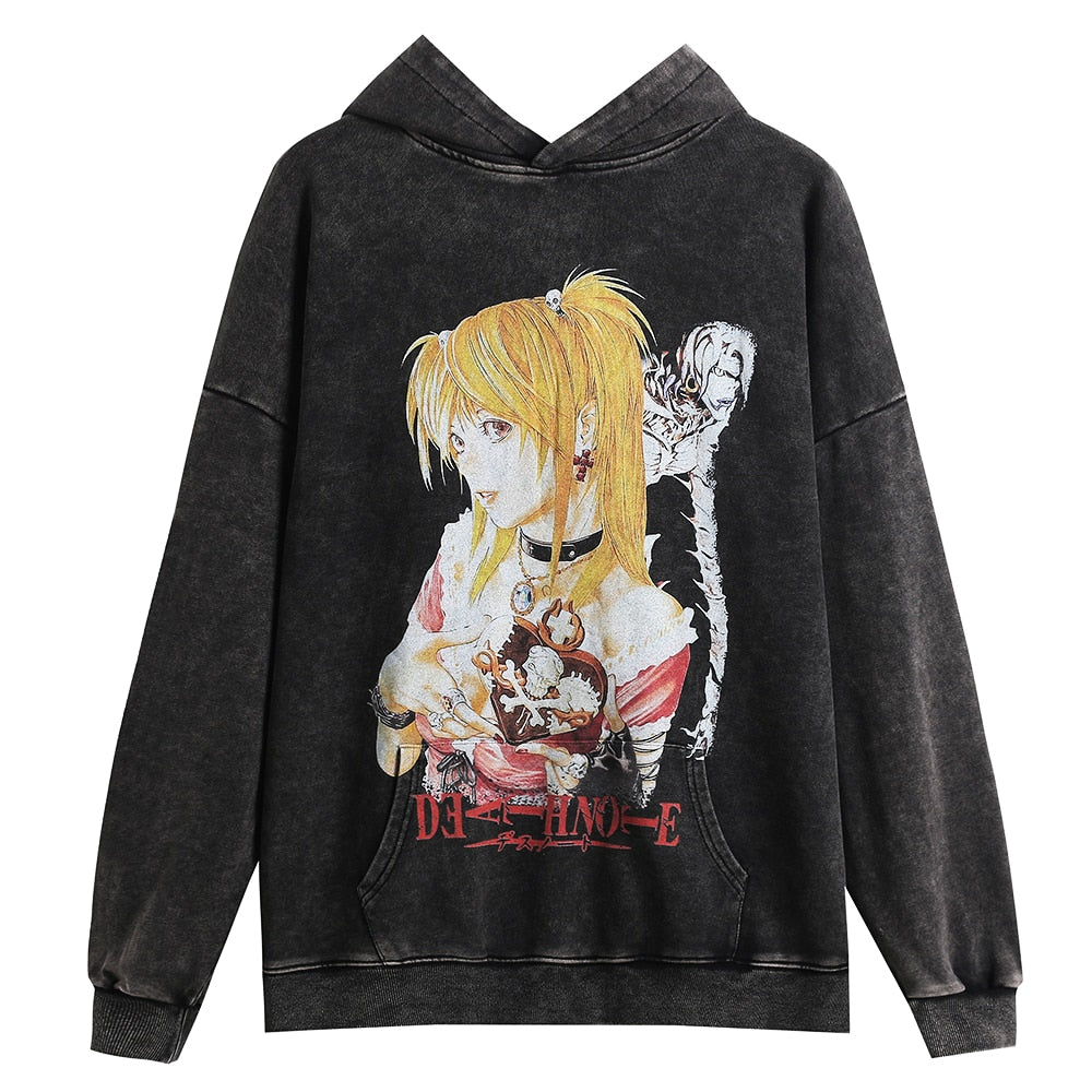 Anime - Streetwear - "MRS.KIRA" - Death Note Misa Anime Vintage Style Oversized Hoodie - Alpha Weebs