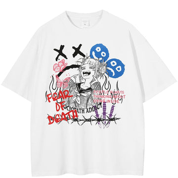 Anime - Streetwear - "PSHYCE" - MHA Himiko Toga Anime Oversized T-Shirt | 3 Colors - Alpha Weebs